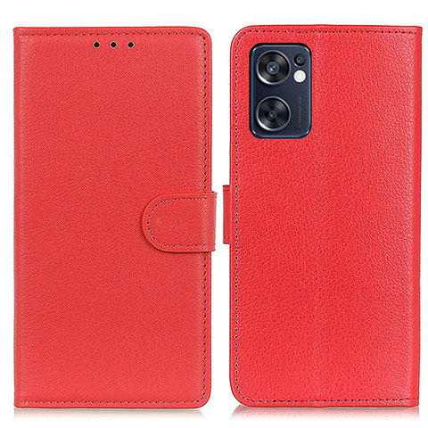 Funda de Cuero Cartera con Soporte Carcasa A03D para Oppo Reno7 SE 5G Rojo