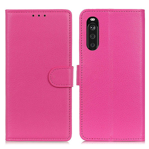 Funda de Cuero Cartera con Soporte Carcasa A03D para Sony Xperia 10 III Rosa Roja