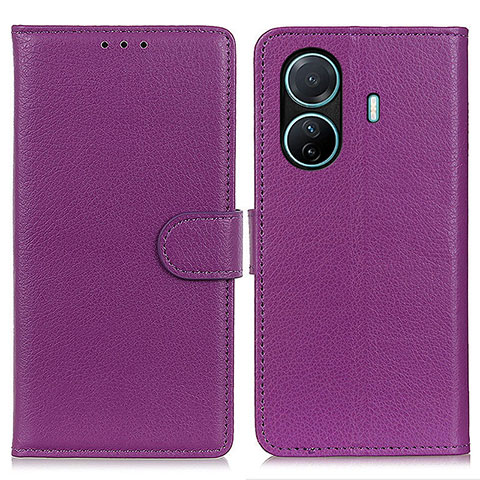 Funda de Cuero Cartera con Soporte Carcasa A03D para Vivo iQOO Z6 Pro 5G Morado