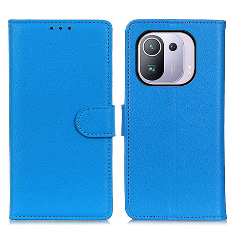 Funda de Cuero Cartera con Soporte Carcasa A03D para Xiaomi Mi 11 Pro 5G Azul Cielo