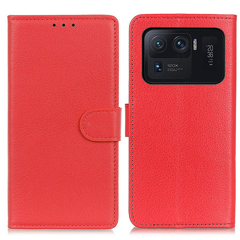 Funda de Cuero Cartera con Soporte Carcasa A03D para Xiaomi Mi 11 Ultra 5G Rojo