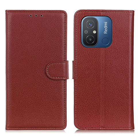 Funda de Cuero Cartera con Soporte Carcasa A03D para Xiaomi Redmi 12C 4G Marron