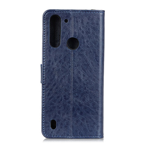 Funda de Cuero Cartera con Soporte Carcasa A04D para Motorola Moto One Fusion Azul