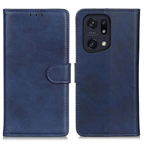 Funda de Cuero Cartera con Soporte Carcasa A04D para Oppo Find X5 Pro 5G Azul