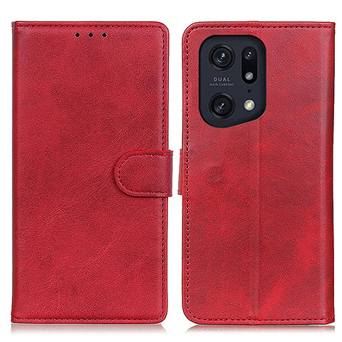 Funda de Cuero Cartera con Soporte Carcasa A04D para Oppo Find X5 Pro 5G Rojo