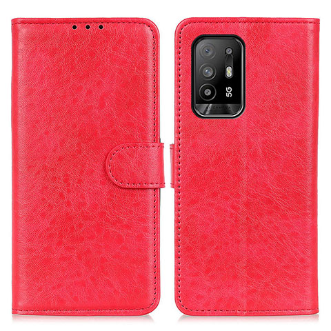 Funda de Cuero Cartera con Soporte Carcasa A04D para Oppo Reno5 Z 5G Rojo