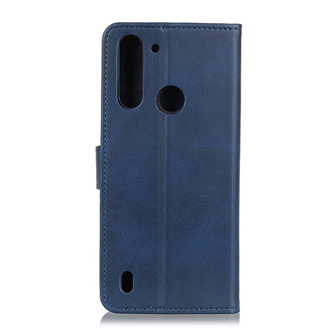 Funda de Cuero Cartera con Soporte Carcasa A05D para Motorola Moto One Fusion Azul