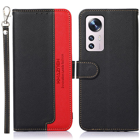 Funda de Cuero Cartera con Soporte Carcasa A06D para Xiaomi Mi 12 Pro 5G Rojo y Negro