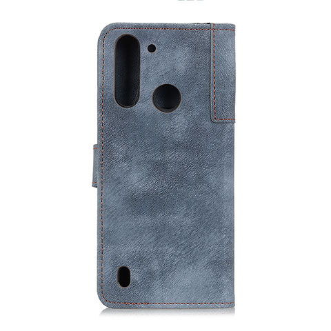 Funda de Cuero Cartera con Soporte Carcasa A07D para Motorola Moto One Fusion Azul