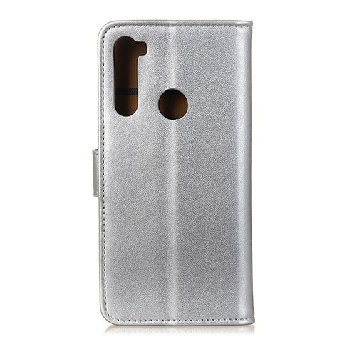 Funda de Cuero Cartera con Soporte Carcasa A08D para Motorola Moto One Fusion Plus Plata