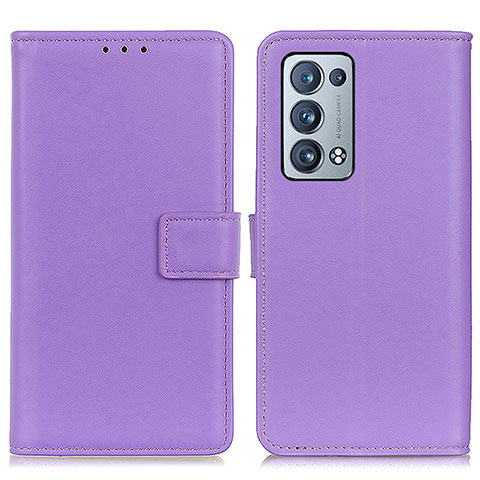 Funda de Cuero Cartera con Soporte Carcasa A08D para Oppo Reno6 Pro+ Plus 5G Morado