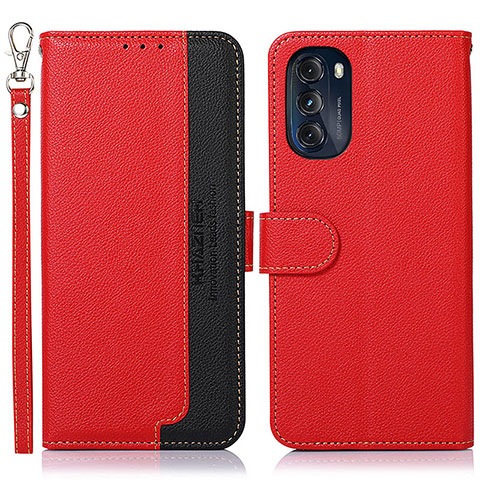 Funda de Cuero Cartera con Soporte Carcasa A09D para Motorola Moto G 5G (2022) Rojo