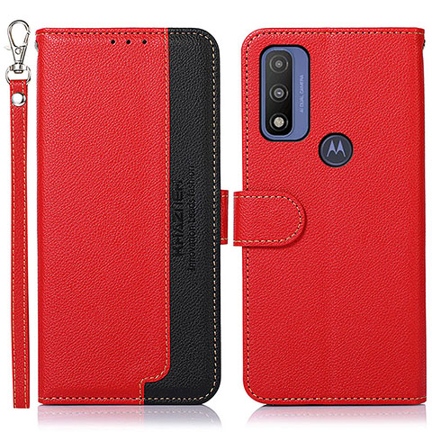 Funda de Cuero Cartera con Soporte Carcasa A09D para Motorola Moto G Pure Rojo