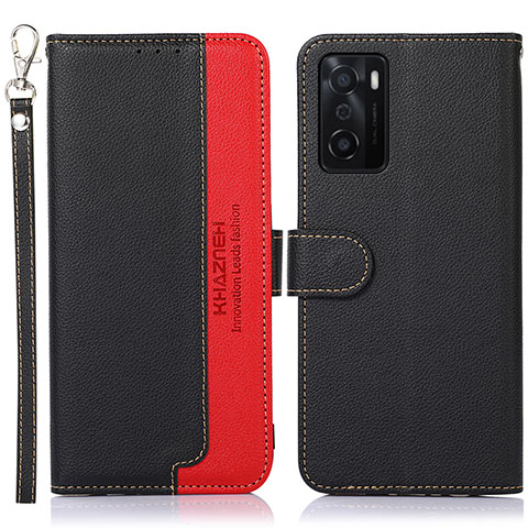 Funda de Cuero Cartera con Soporte Carcasa A09D para Oppo A55S 5G Negro