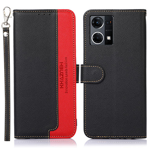 Funda de Cuero Cartera con Soporte Carcasa A09D para Oppo F21 Pro 4G Negro