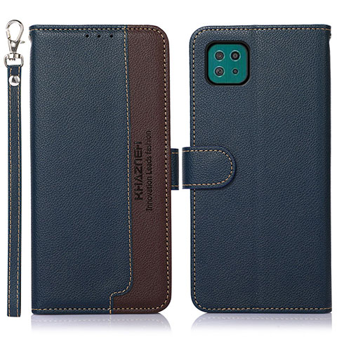 Funda de Cuero Cartera con Soporte Carcasa A09D para Samsung Galaxy F42 5G Azul