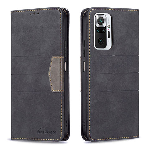 Funda de Cuero Cartera con Soporte Carcasa B01F para Xiaomi Redmi Note 10 Pro 4G Negro