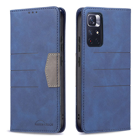 Funda de Cuero Cartera con Soporte Carcasa B01F para Xiaomi Redmi Note 11 5G Azul