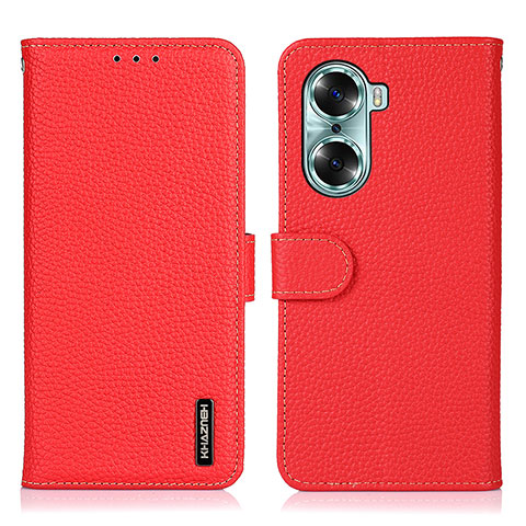 Funda de Cuero Cartera con Soporte Carcasa B01H para Huawei Honor 60 Pro 5G Rojo