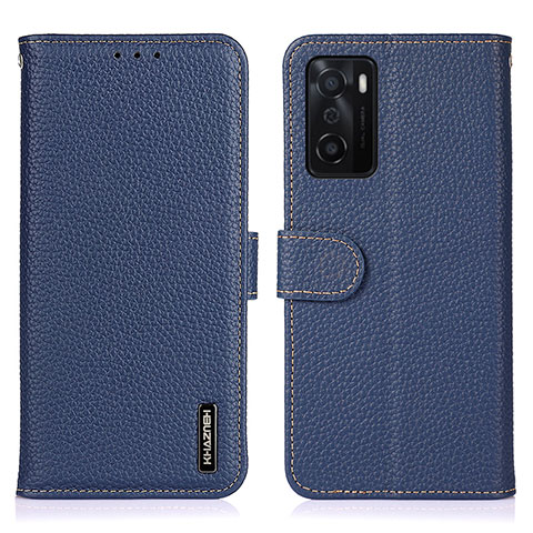 Funda de Cuero Cartera con Soporte Carcasa B01H para Oppo A55S 5G Azul