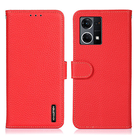 Funda de Cuero Cartera con Soporte Carcasa B01H para Oppo Reno8 4G Rojo