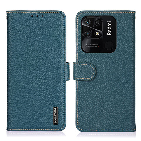 Funda de Cuero Cartera con Soporte Carcasa B01H para Xiaomi Redmi 10 India Verde