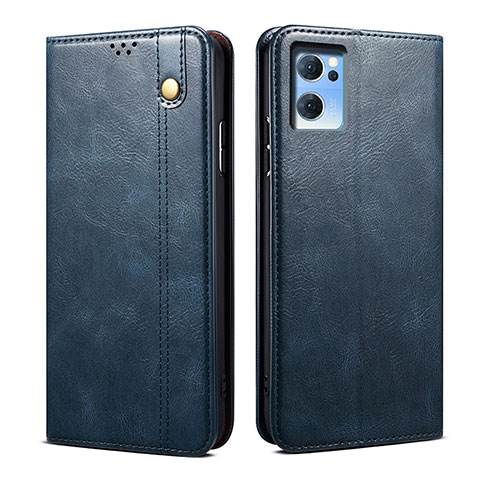 Funda de Cuero Cartera con Soporte Carcasa B01S para Oppo Reno7 SE 5G Azul