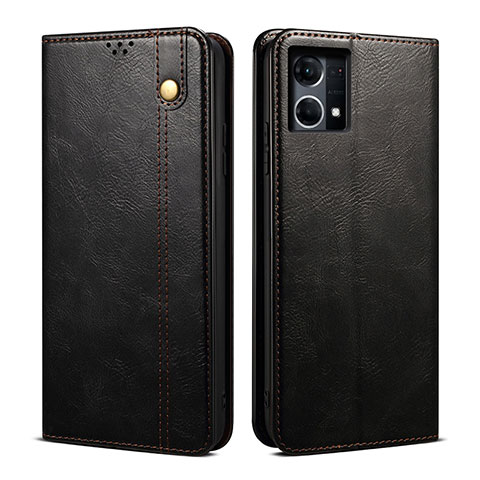 Funda de Cuero Cartera con Soporte Carcasa B01S para Oppo Reno8 4G Negro