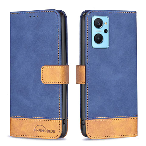 Funda de Cuero Cartera con Soporte Carcasa B02F para Realme 9i 4G Azul