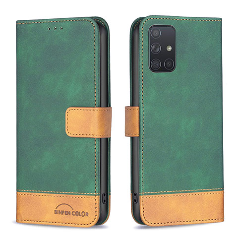 Funda de Cuero Cartera con Soporte Carcasa B02F para Samsung Galaxy A71 4G A715 Verde