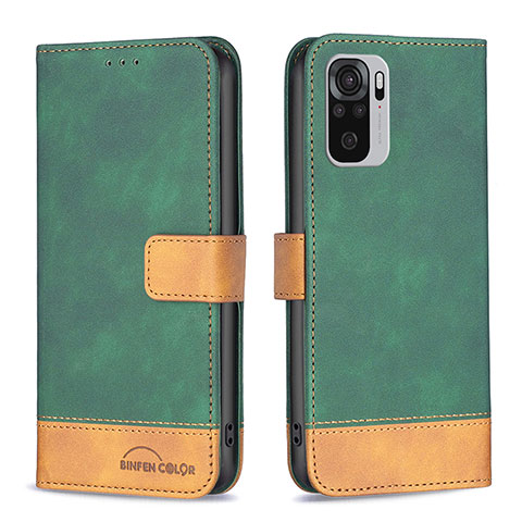 Funda de Cuero Cartera con Soporte Carcasa B02F para Xiaomi Poco M5S Verde