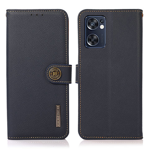 Funda de Cuero Cartera con Soporte Carcasa B02H para Oppo Reno7 SE 5G Azul