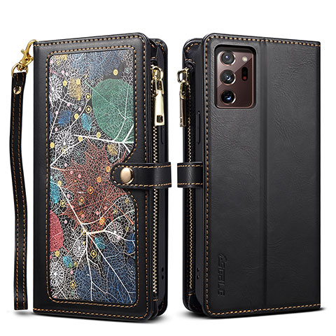 Funda de Cuero Cartera con Soporte Carcasa B02S para Samsung Galaxy Note 20 Ultra 5G Negro