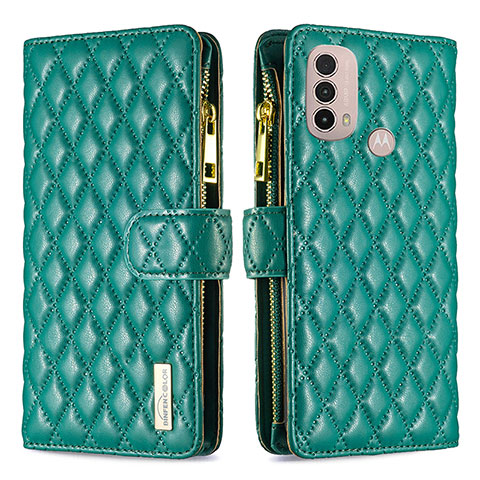 Funda de Cuero Cartera con Soporte Carcasa B03F para Motorola Moto E20 Verde