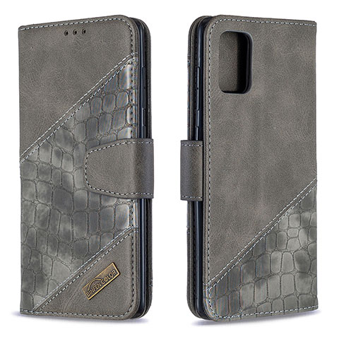 Funda de Cuero Cartera con Soporte Carcasa B03F para Samsung Galaxy A71 4G A715 Gris Oscuro