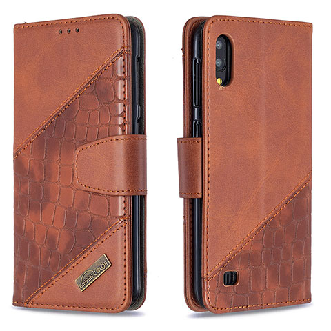 Funda de Cuero Cartera con Soporte Carcasa B03F para Samsung Galaxy M10 Marron