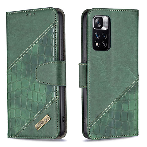 Funda de Cuero Cartera con Soporte Carcasa B03F para Xiaomi Poco X4 NFC Verde