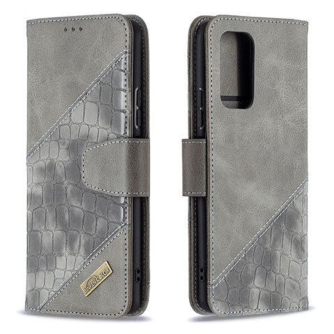 Funda de Cuero Cartera con Soporte Carcasa B03F para Xiaomi Redmi Note 10 Pro Max Gris Oscuro