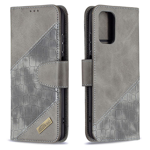 Funda de Cuero Cartera con Soporte Carcasa B03F para Xiaomi Redmi Note 10S 4G Gris Oscuro