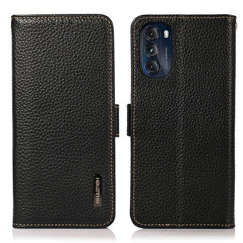 Funda de Cuero Cartera con Soporte Carcasa B03H para Motorola Moto G 5G (2022) Negro