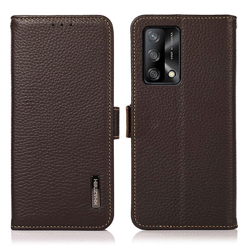 Funda de Cuero Cartera con Soporte Carcasa B03H para Oppo Reno6 Lite Marron