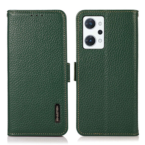 Funda de Cuero Cartera con Soporte Carcasa B03H para Oppo Reno7 A Verde