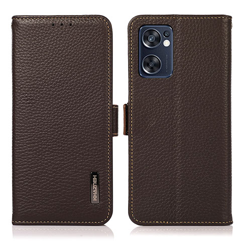 Funda de Cuero Cartera con Soporte Carcasa B03H para Oppo Reno7 SE 5G Marron