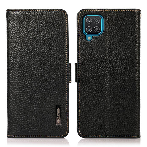 Funda de Cuero Cartera con Soporte Carcasa B03H para Samsung Galaxy F12 Negro