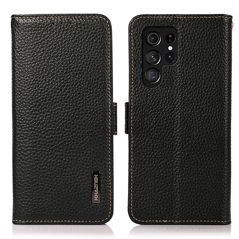 Funda de Cuero Cartera con Soporte Carcasa B03H para Samsung Galaxy S22 Ultra 5G Negro