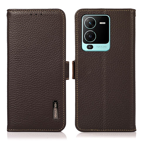 Funda de Cuero Cartera con Soporte Carcasa B03H para Vivo V25 Pro 5G Marron