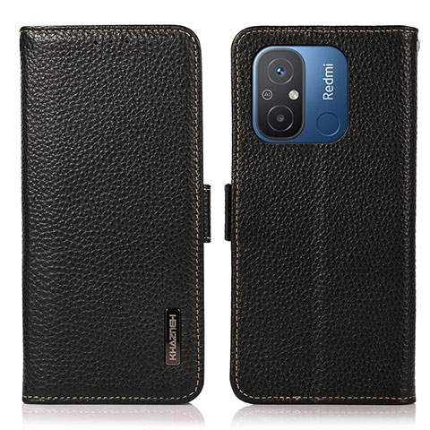 Funda de Cuero Cartera con Soporte Carcasa B03H para Xiaomi Redmi 12C 4G Negro