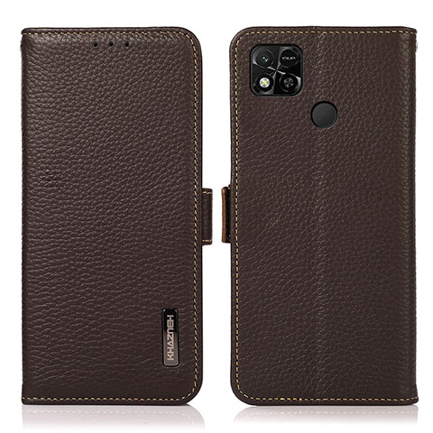 Funda de Cuero Cartera con Soporte Carcasa B03H para Xiaomi Redmi 9C Marron