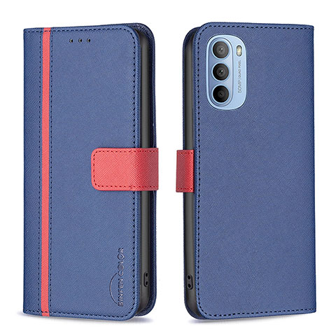 Funda de Cuero Cartera con Soporte Carcasa B04F para Motorola Moto G31 Azul