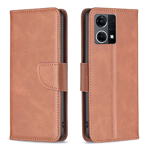 Funda de Cuero Cartera con Soporte Carcasa B04F para Oppo F21s Pro 4G Marron